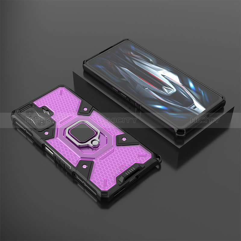 Coque Contour Silicone et Plastique Housse Etui Mat avec Magnetique Support Bague Anneau KC3 pour Xiaomi Poco F4 GT 5G Violet Plus