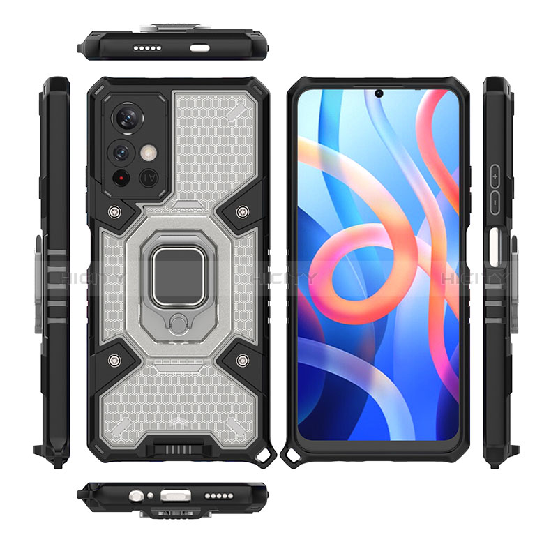 Coque Contour Silicone et Plastique Housse Etui Mat avec Magnetique Support Bague Anneau KC3 pour Xiaomi Poco M4 Pro 5G Plus