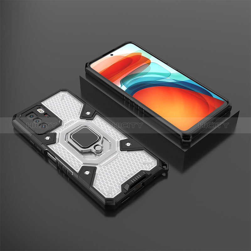 Coque Contour Silicone et Plastique Housse Etui Mat avec Magnetique Support Bague Anneau KC3 pour Xiaomi Poco X3 GT 5G Blanc Plus