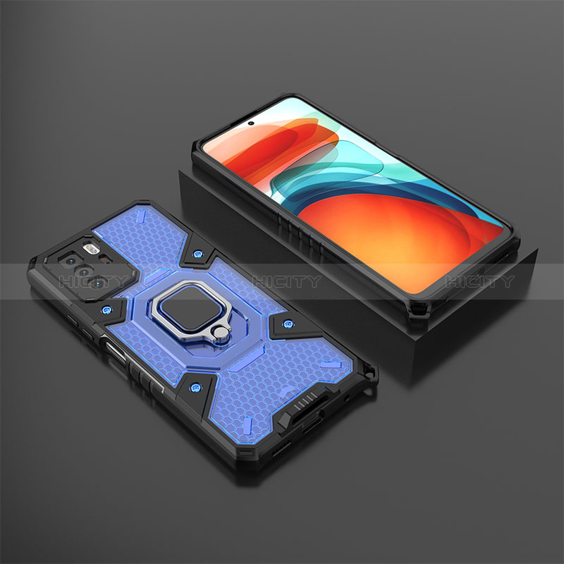 Coque Contour Silicone et Plastique Housse Etui Mat avec Magnetique Support Bague Anneau KC3 pour Xiaomi Poco X3 GT 5G Bleu Plus