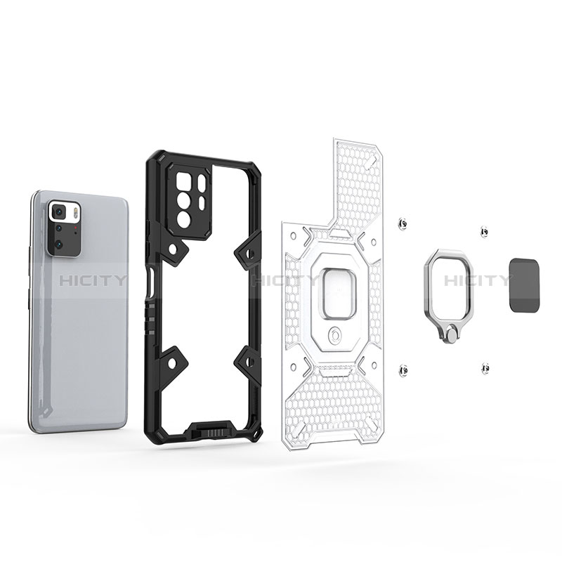 Coque Contour Silicone et Plastique Housse Etui Mat avec Magnetique Support Bague Anneau KC3 pour Xiaomi Poco X3 GT 5G Plus