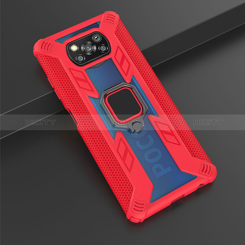 Coque Contour Silicone et Plastique Housse Etui Mat avec Magnetique Support Bague Anneau KC3 pour Xiaomi Poco X3 NFC Plus