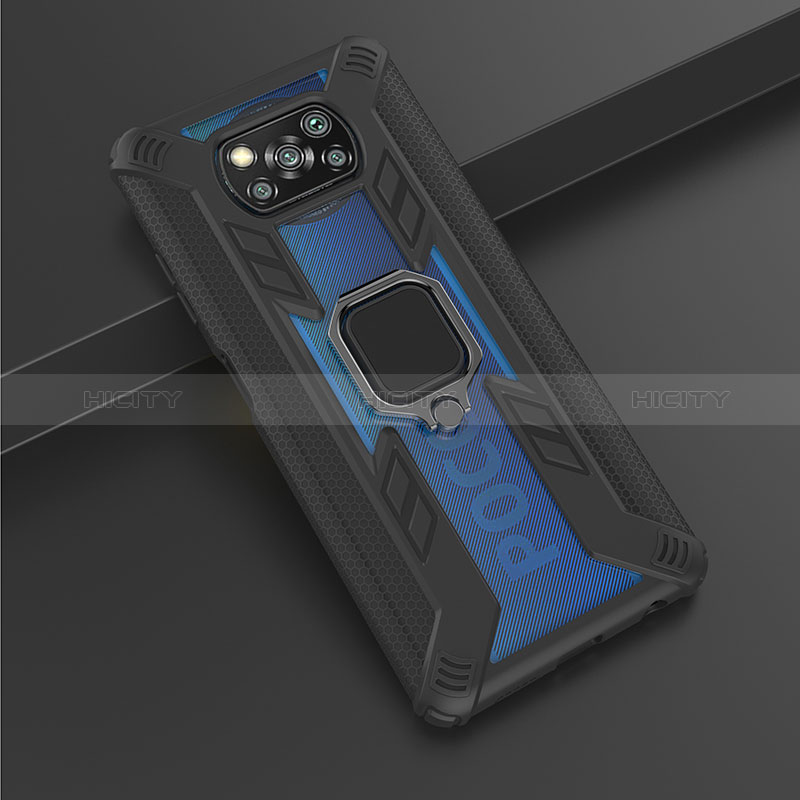 Coque Contour Silicone et Plastique Housse Etui Mat avec Magnetique Support Bague Anneau KC3 pour Xiaomi Poco X3 NFC Plus