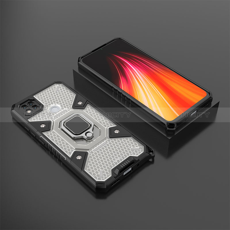 Coque Contour Silicone et Plastique Housse Etui Mat avec Magnetique Support Bague Anneau KC3 pour Xiaomi Redmi 10A 4G Noir Plus