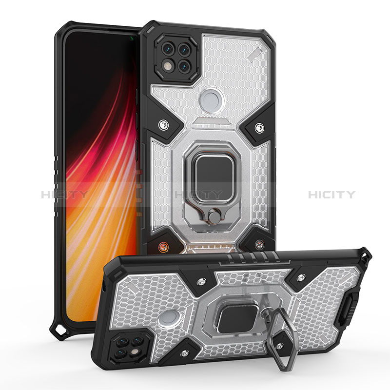 Coque Contour Silicone et Plastique Housse Etui Mat avec Magnetique Support Bague Anneau KC3 pour Xiaomi Redmi 9C Plus