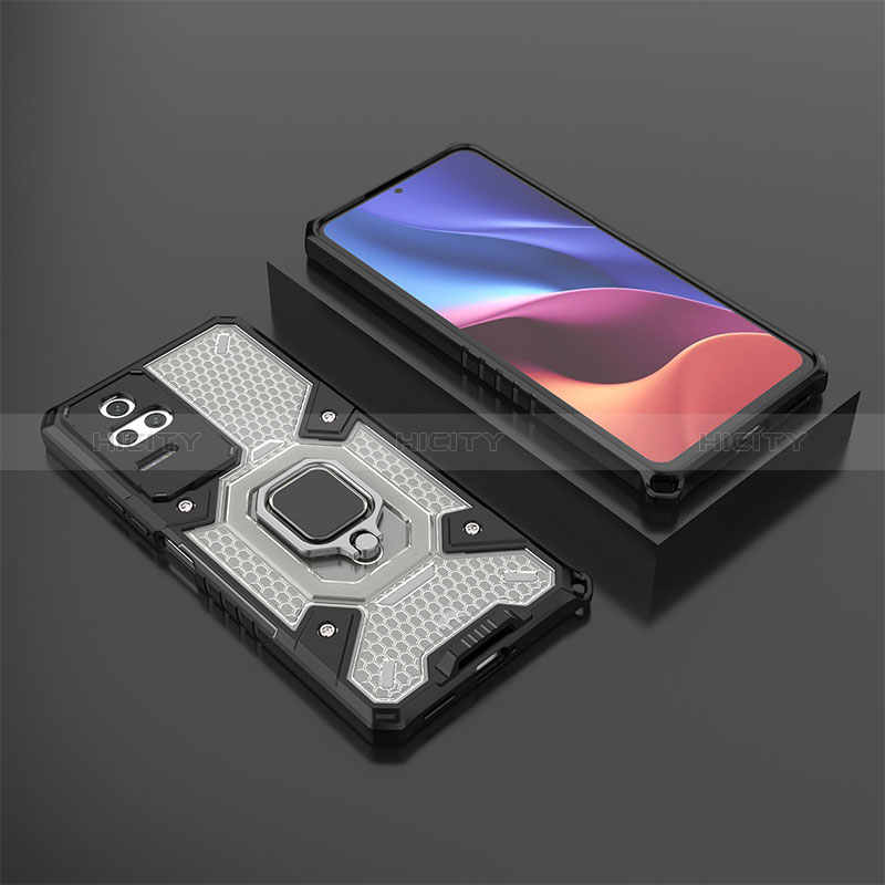 Coque Contour Silicone et Plastique Housse Etui Mat avec Magnetique Support Bague Anneau KC3 pour Xiaomi Redmi K50 5G Plus