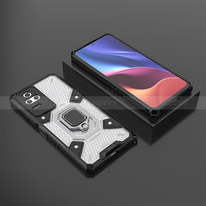 Coque Contour Silicone et Plastique Housse Etui Mat avec Magnetique Support Bague Anneau KC3 pour Xiaomi Redmi K50 5G Plus