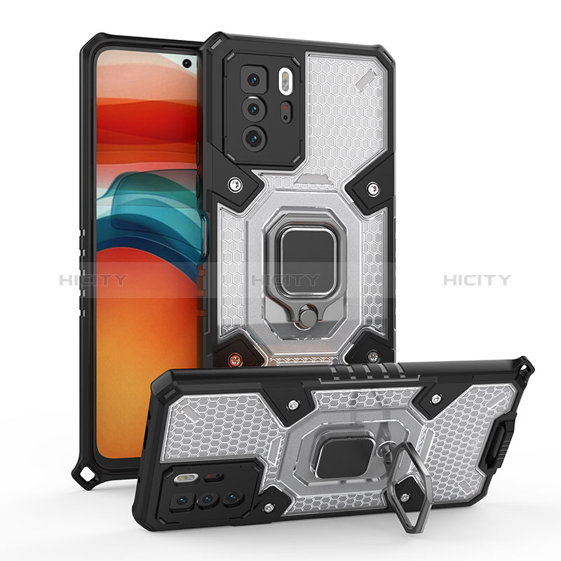 Coque Contour Silicone et Plastique Housse Etui Mat avec Magnetique Support Bague Anneau KC3 pour Xiaomi Redmi Note 10 Pro 5G Plus