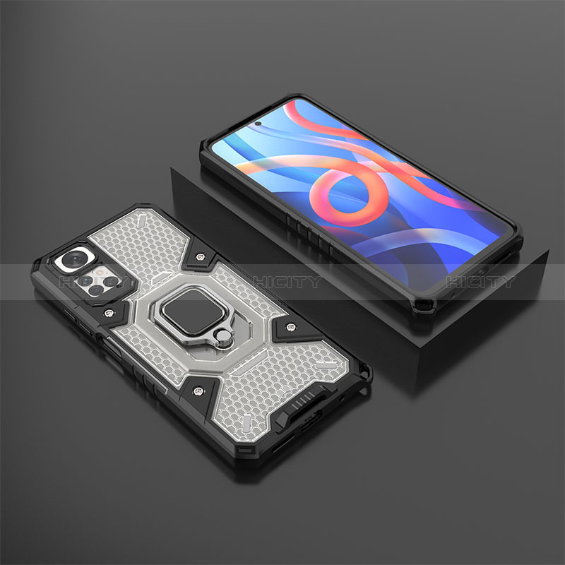 Coque Contour Silicone et Plastique Housse Etui Mat avec Magnetique Support Bague Anneau KC3 pour Xiaomi Redmi Note 11 4G (2022) Noir Plus