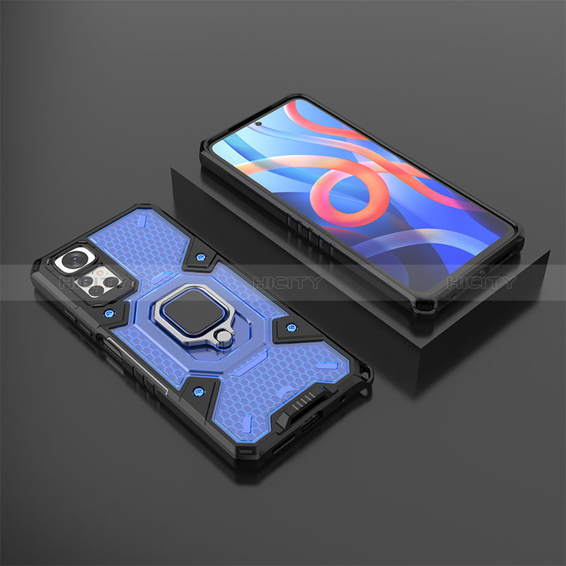 Coque Contour Silicone et Plastique Housse Etui Mat avec Magnetique Support Bague Anneau KC3 pour Xiaomi Redmi Note 11 4G (2022) Plus