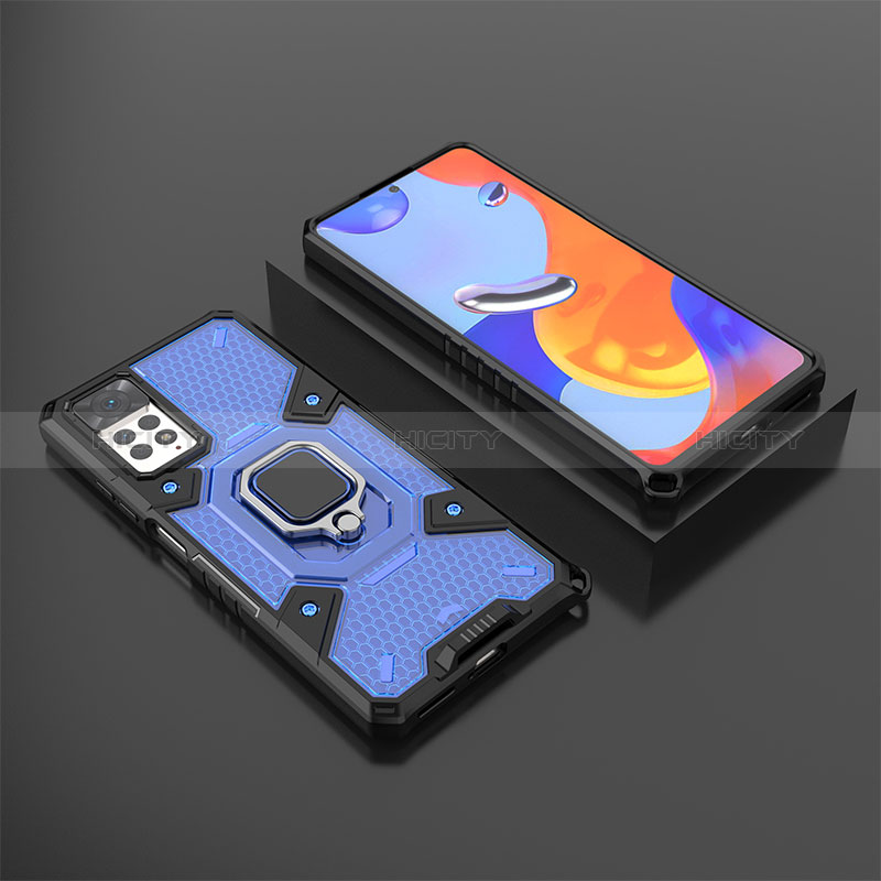 Coque Contour Silicone et Plastique Housse Etui Mat avec Magnetique Support Bague Anneau KC3 pour Xiaomi Redmi Note 12 Pro 4G Bleu Plus