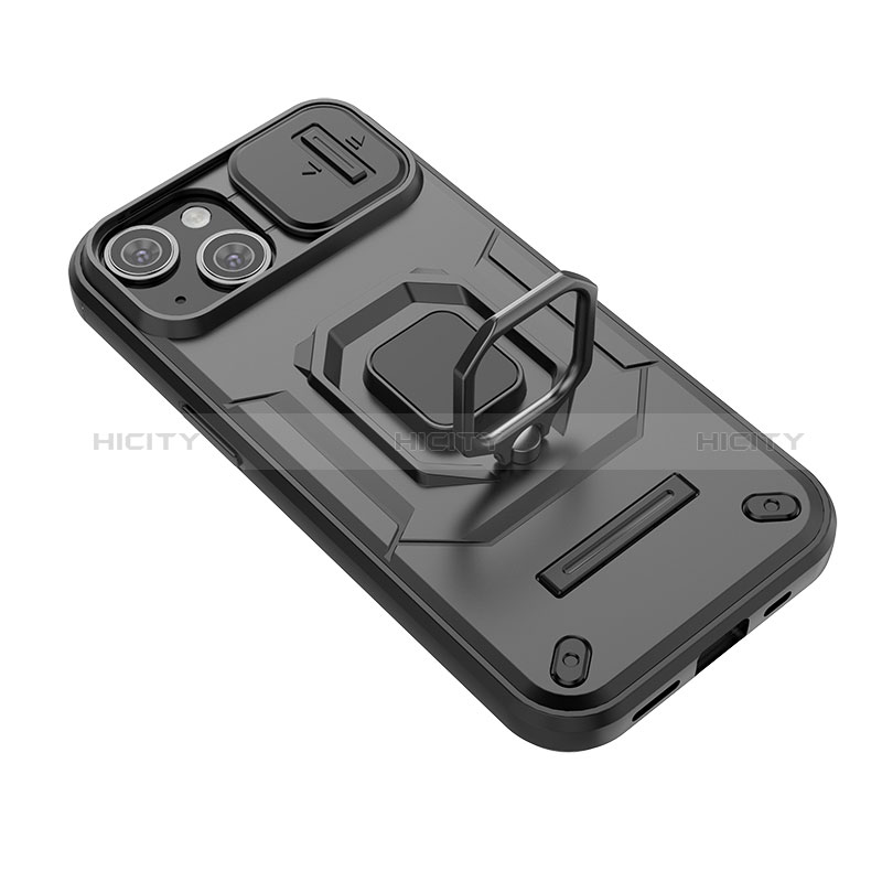 Coque Contour Silicone et Plastique Housse Etui Mat avec Magnetique Support Bague Anneau KC4 pour Apple iPhone 14 Plus