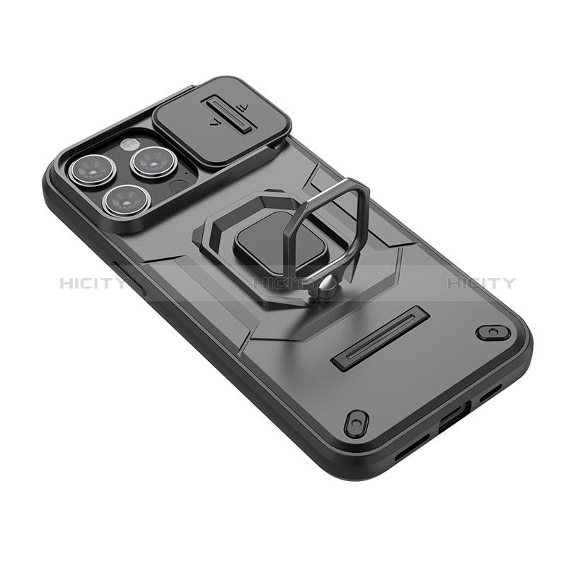 Coque Contour Silicone et Plastique Housse Etui Mat avec Magnetique Support Bague Anneau KC4 pour Apple iPhone 14 Pro Max Plus
