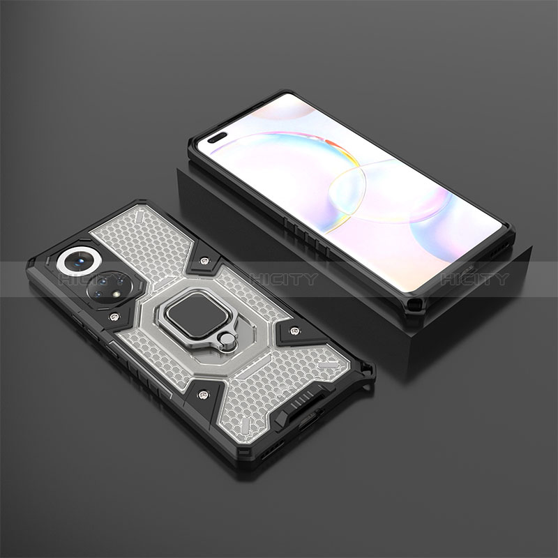 Coque Contour Silicone et Plastique Housse Etui Mat avec Magnetique Support Bague Anneau KC4 pour Huawei Nova 9 Pro Noir Plus