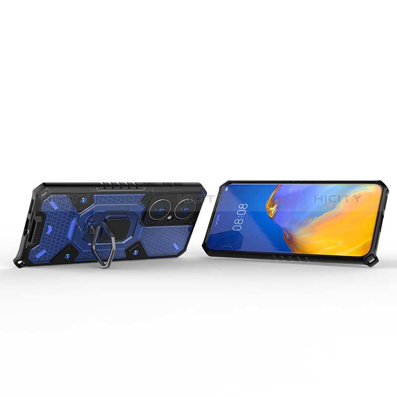 Coque Contour Silicone et Plastique Housse Etui Mat avec Magnetique Support Bague Anneau KC4 pour Huawei P50 Pro Plus