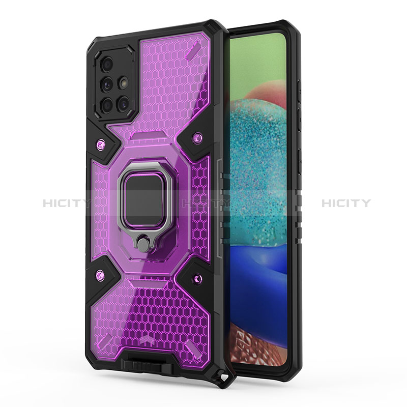 Coque Contour Silicone et Plastique Housse Etui Mat avec Magnetique Support Bague Anneau KC4 pour Samsung Galaxy A71 4G A715 Violet Plus