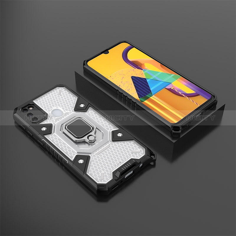 Coque Contour Silicone et Plastique Housse Etui Mat avec Magnetique Support Bague Anneau KC4 pour Samsung Galaxy M21 Plus