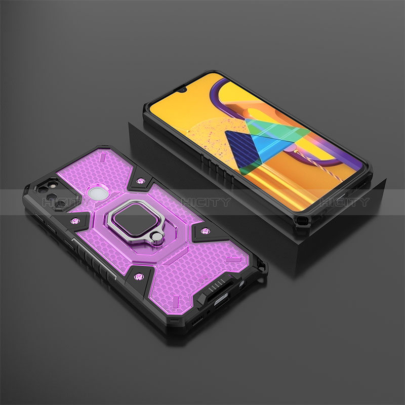 Coque Contour Silicone et Plastique Housse Etui Mat avec Magnetique Support Bague Anneau KC4 pour Samsung Galaxy M30s Plus