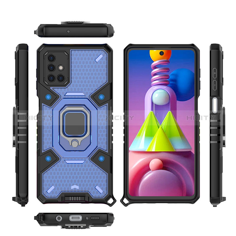 Coque Contour Silicone et Plastique Housse Etui Mat avec Magnetique Support Bague Anneau KC4 pour Samsung Galaxy M51 Plus