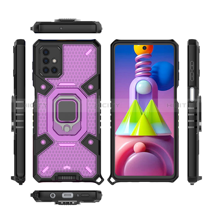 Coque Contour Silicone et Plastique Housse Etui Mat avec Magnetique Support Bague Anneau KC4 pour Samsung Galaxy M51 Plus