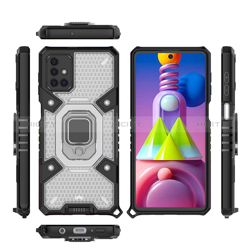 Coque Contour Silicone et Plastique Housse Etui Mat avec Magnetique Support Bague Anneau KC4 pour Samsung Galaxy M51 Plus