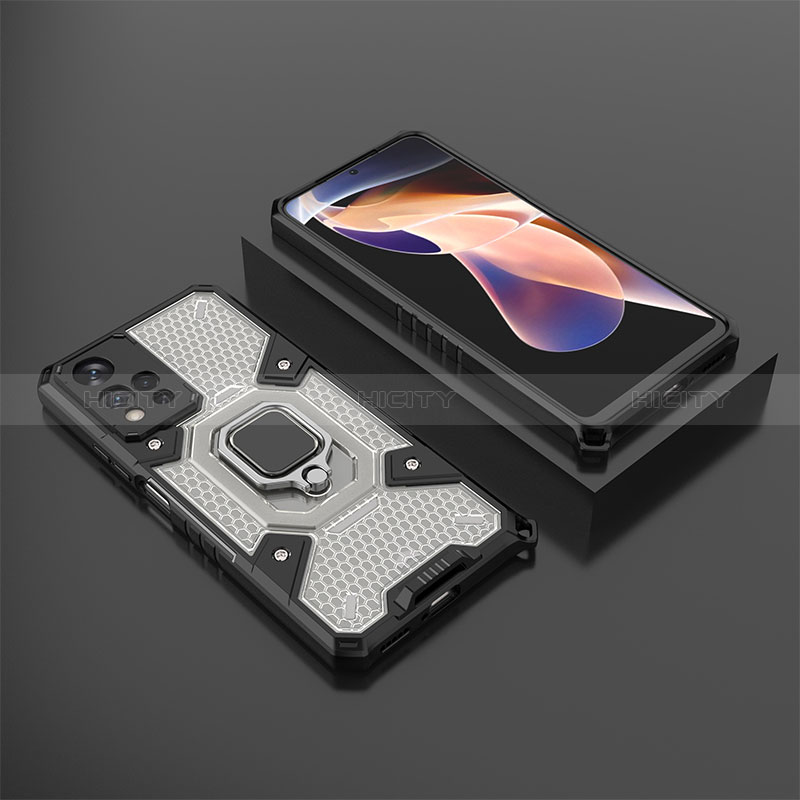 Coque Contour Silicone et Plastique Housse Etui Mat avec Magnetique Support Bague Anneau KC4 pour Xiaomi Mi 11i 5G (2022) Noir Plus