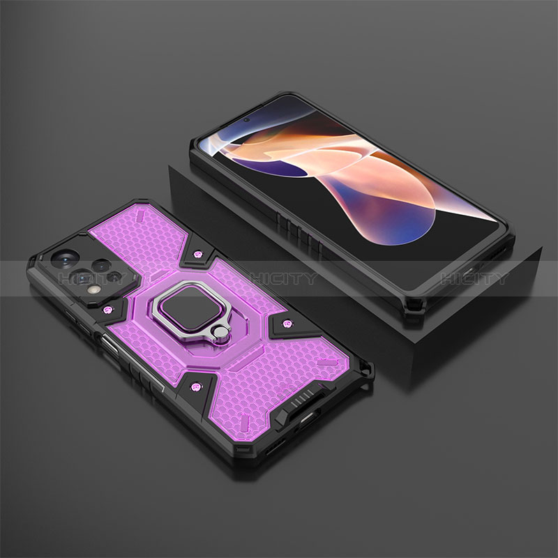 Coque Contour Silicone et Plastique Housse Etui Mat avec Magnetique Support Bague Anneau KC4 pour Xiaomi Poco X4 NFC Plus