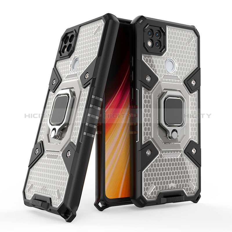 Coque Contour Silicone et Plastique Housse Etui Mat avec Magnetique Support Bague Anneau KC4 pour Xiaomi Redmi 9 India Plus