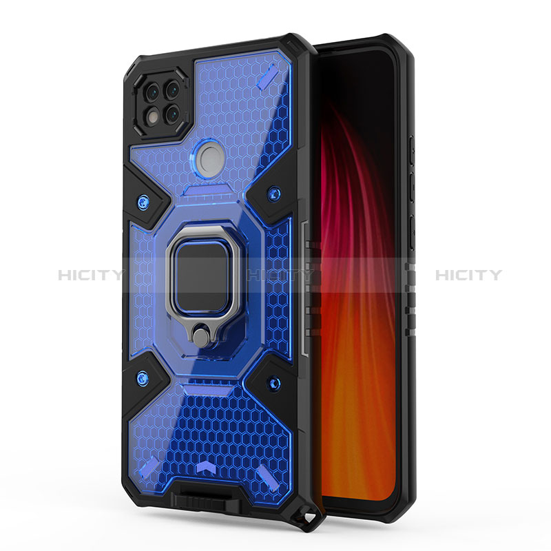 Coque Contour Silicone et Plastique Housse Etui Mat avec Magnetique Support Bague Anneau KC4 pour Xiaomi Redmi 9C Plus