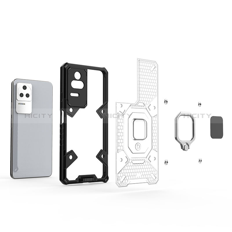 Coque Contour Silicone et Plastique Housse Etui Mat avec Magnetique Support Bague Anneau KC4 pour Xiaomi Redmi K50 5G Plus