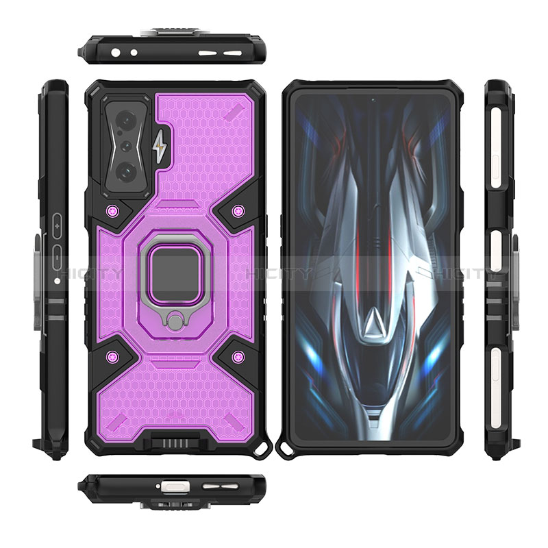 Coque Contour Silicone et Plastique Housse Etui Mat avec Magnetique Support Bague Anneau KC4 pour Xiaomi Redmi K50 Gaming 5G Plus