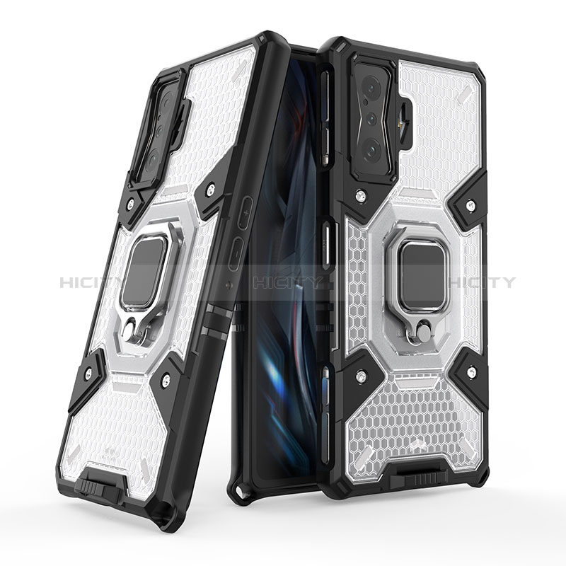 Coque Contour Silicone et Plastique Housse Etui Mat avec Magnetique Support Bague Anneau KC4 pour Xiaomi Redmi K50 Gaming AMG F1 5G Plus