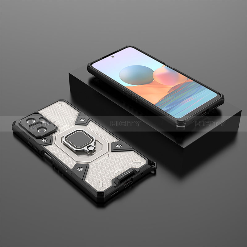 Coque Contour Silicone et Plastique Housse Etui Mat avec Magnetique Support Bague Anneau KC4 pour Xiaomi Redmi Note 10 Pro 4G Plus