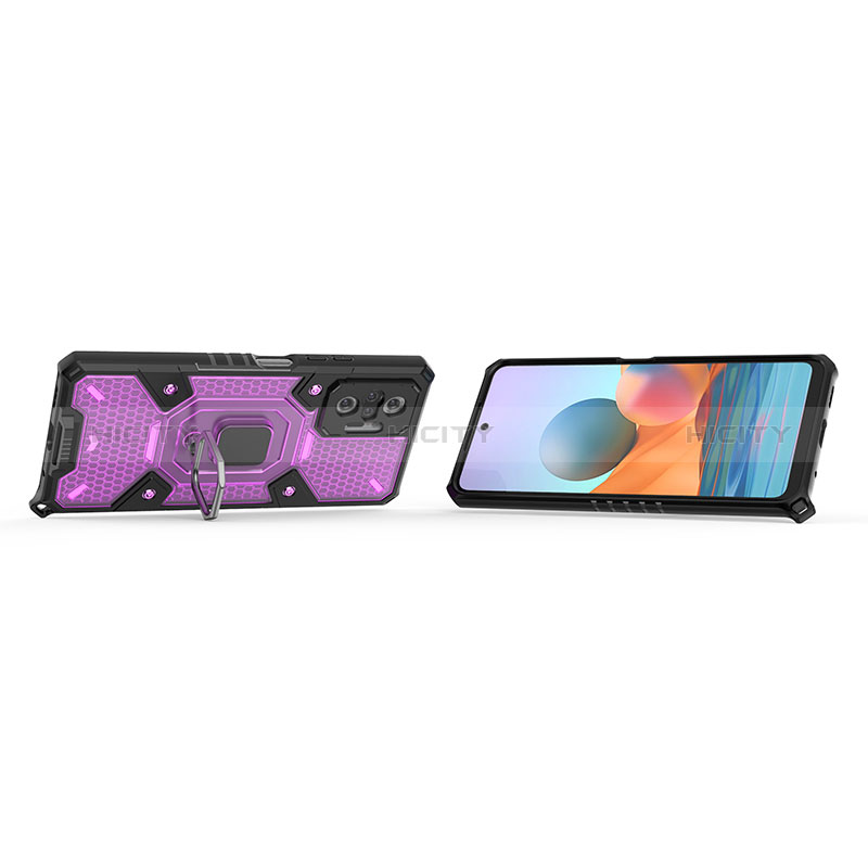 Coque Contour Silicone et Plastique Housse Etui Mat avec Magnetique Support Bague Anneau KC4 pour Xiaomi Redmi Note 10 Pro 4G Plus