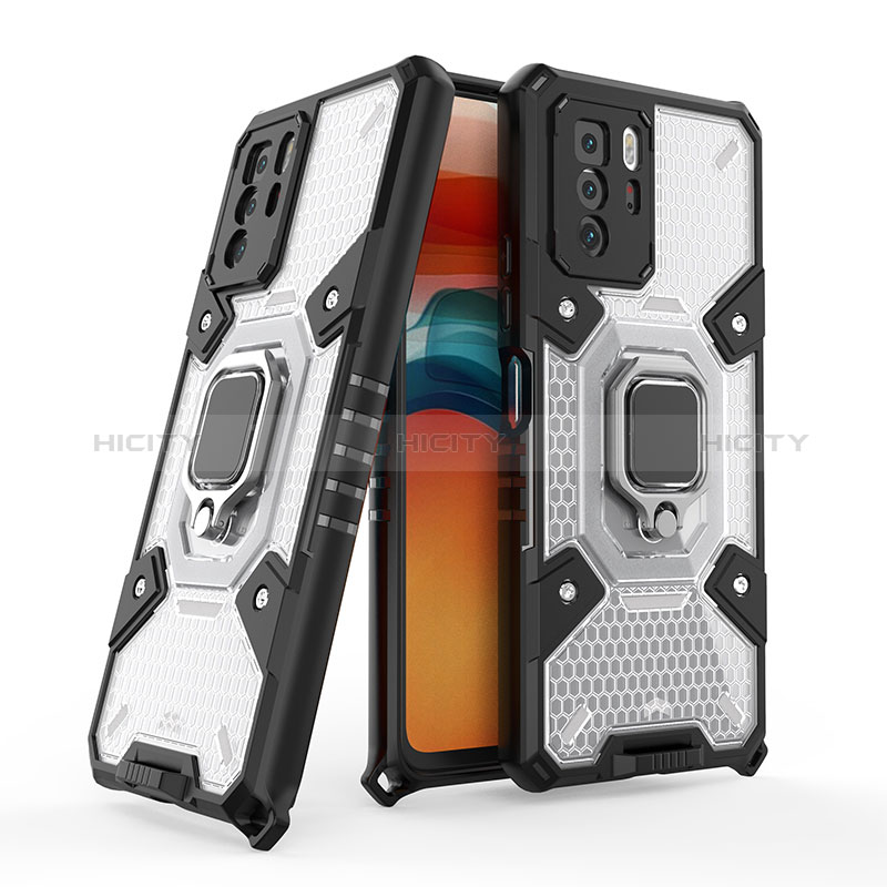 Coque Contour Silicone et Plastique Housse Etui Mat avec Magnetique Support Bague Anneau KC4 pour Xiaomi Redmi Note 10 Pro 5G Plus