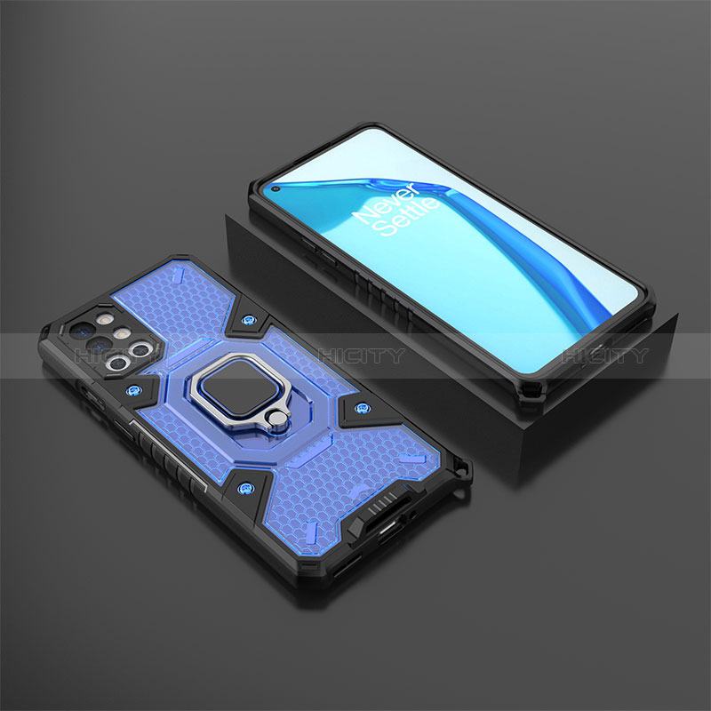 Coque Contour Silicone et Plastique Housse Etui Mat avec Magnetique Support Bague Anneau KC5 pour OnePlus 9R 5G Plus