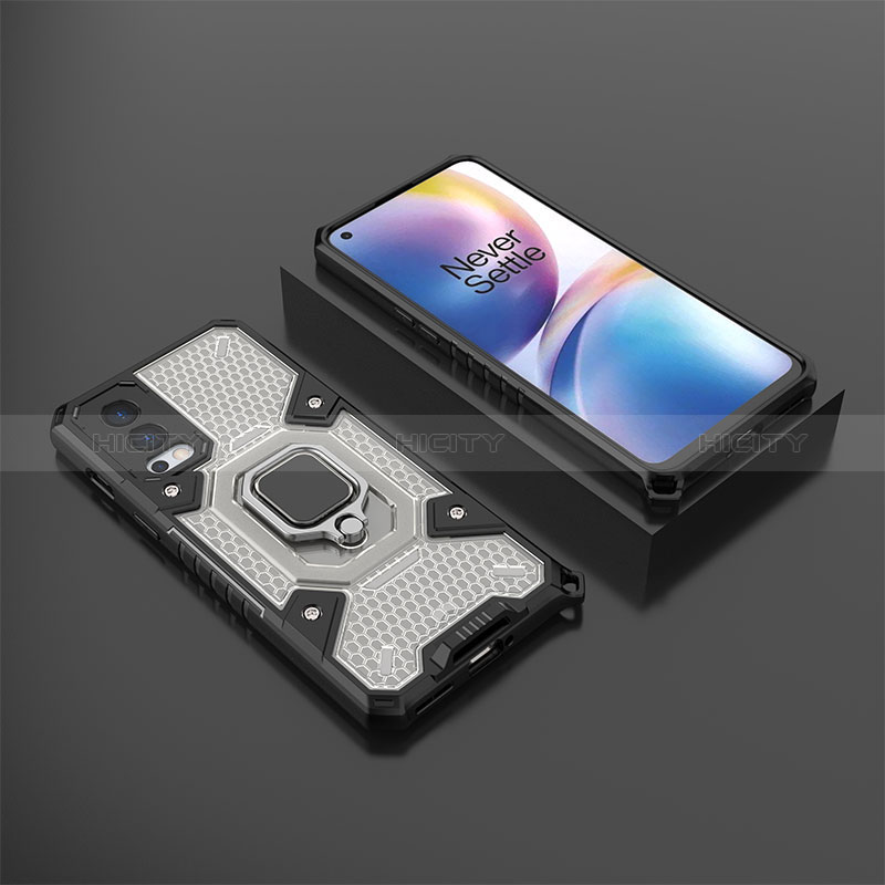 Coque Contour Silicone et Plastique Housse Etui Mat avec Magnetique Support Bague Anneau KC5 pour OnePlus Nord 2 5G Plus