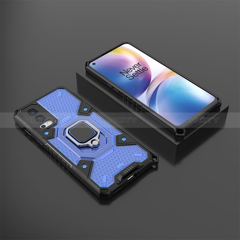 Coque Contour Silicone et Plastique Housse Etui Mat avec Magnetique Support Bague Anneau KC5 pour OnePlus Nord 2 5G Plus