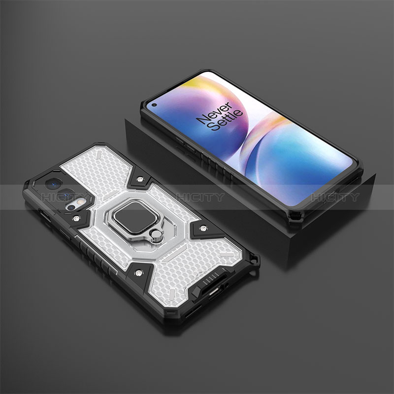 Coque Contour Silicone et Plastique Housse Etui Mat avec Magnetique Support Bague Anneau KC5 pour OnePlus Nord 2 5G Plus