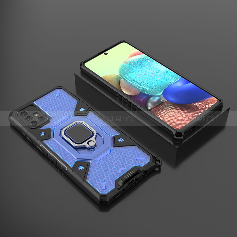 Coque Contour Silicone et Plastique Housse Etui Mat avec Magnetique Support Bague Anneau KC5 pour Samsung Galaxy A71 4G A715 Plus