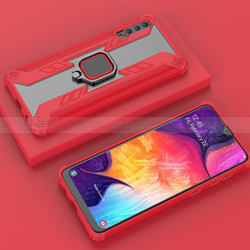 Coque Contour Silicone et Plastique Housse Etui Mat avec Magnetique Support Bague Anneau KC6 pour Samsung Galaxy A30S Rouge Plus