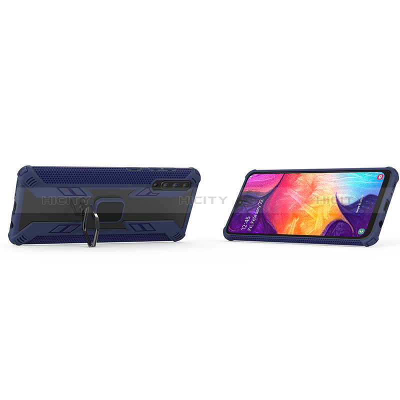 Coque Contour Silicone et Plastique Housse Etui Mat avec Magnetique Support Bague Anneau KC6 pour Samsung Galaxy A50S Plus