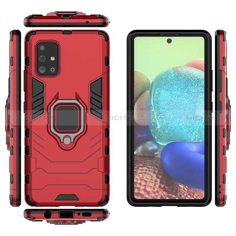 Coque Contour Silicone et Plastique Housse Etui Mat avec Magnetique Support Bague Anneau KC6 pour Samsung Galaxy A71 4G A715 Plus