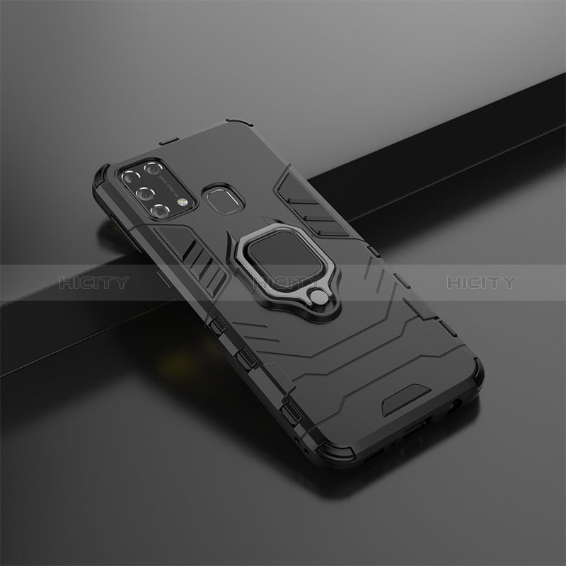 Coque Contour Silicone et Plastique Housse Etui Mat avec Magnetique Support Bague Anneau KC6 pour Samsung Galaxy M21s Plus