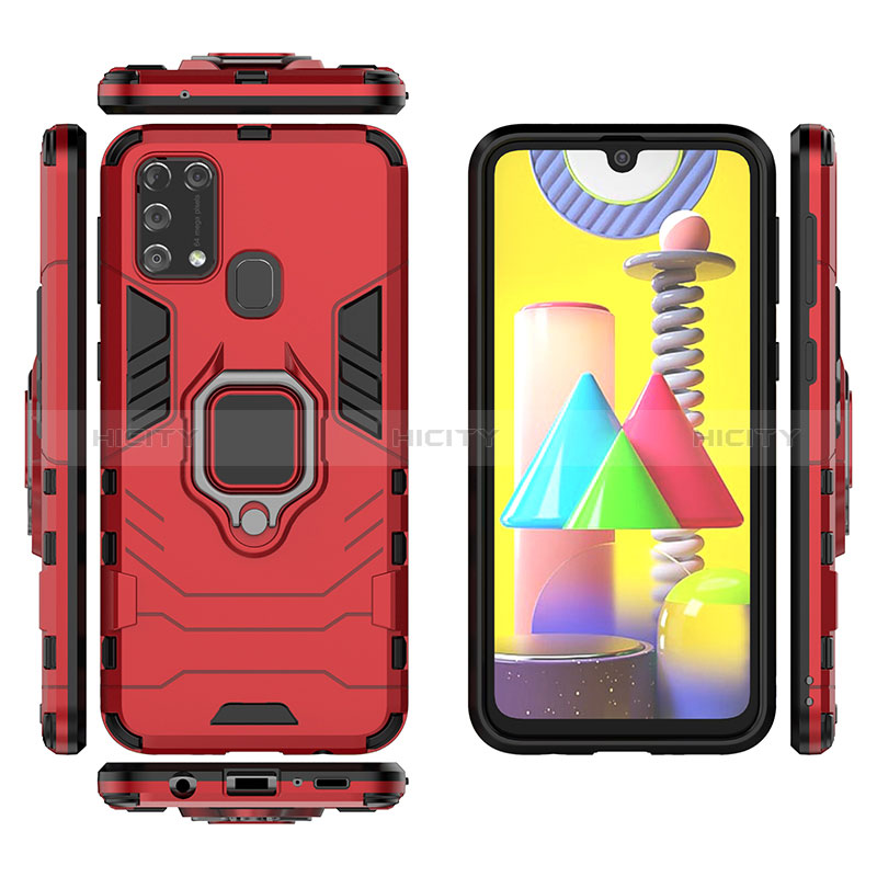 Coque Contour Silicone et Plastique Housse Etui Mat avec Magnetique Support Bague Anneau KC6 pour Samsung Galaxy M31 Plus