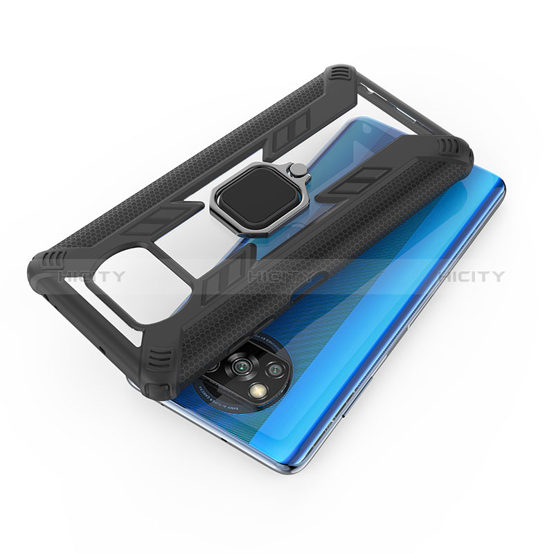 Coque Contour Silicone et Plastique Housse Etui Mat avec Magnetique Support Bague Anneau KC6 pour Xiaomi Poco X3 NFC Plus