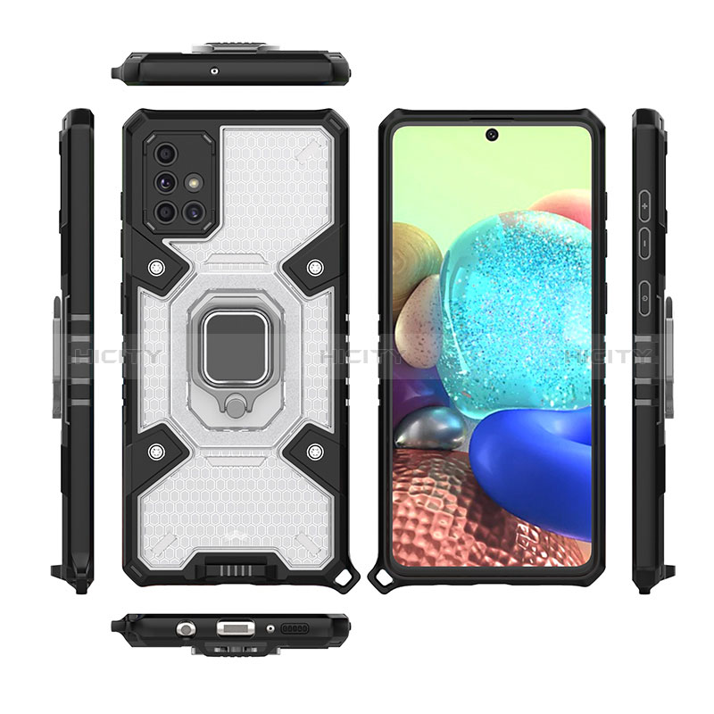 Coque Contour Silicone et Plastique Housse Etui Mat avec Magnetique Support Bague Anneau KC7 pour Samsung Galaxy A71 4G A715 Plus