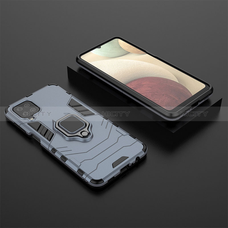 Coque Contour Silicone et Plastique Housse Etui Mat avec Magnetique Support Bague Anneau KK1 pour Samsung Galaxy A12 Plus