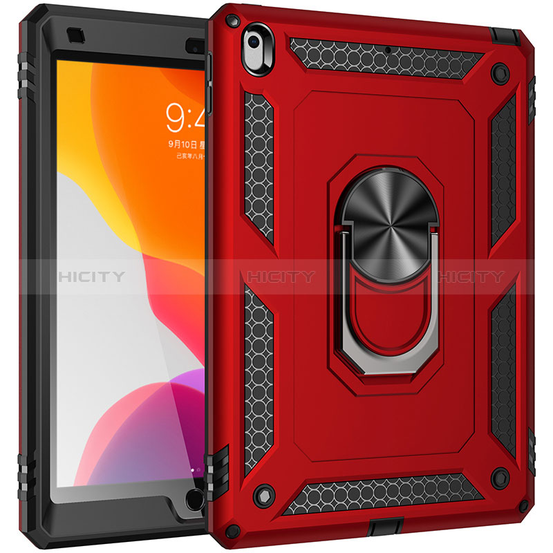 Coque Contour Silicone et Plastique Housse Etui Mat avec Magnetique Support Bague Anneau MQ1 pour Apple iPad 10.2 (2019) Rouge Plus