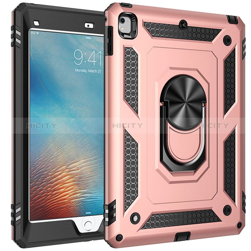 Coque Contour Silicone et Plastique Housse Etui Mat avec Magnetique Support Bague Anneau MQ1 pour Apple iPad Air Or Rose Plus